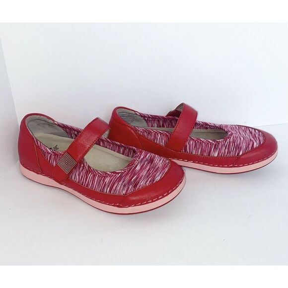 Alegria Shoes Red Mary Jane Slip On Sneaker Stretch Comfort Cushion Y2K 35/5-5.5 - Picture 3 of 15